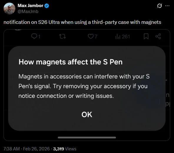 galaxy-s26-ultra-aviso-capas-magneticas-qi2-s-pen