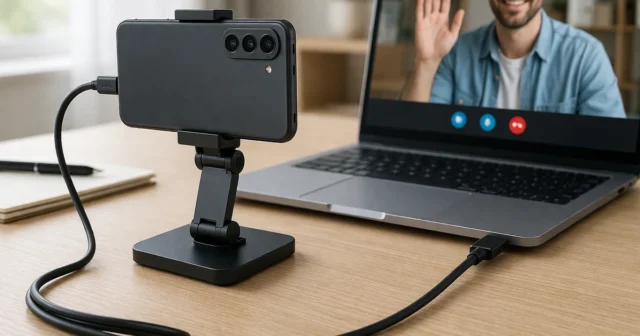 Samsung vai deixar usar o Galaxy como webcam no PC com a One UI 8.5 one-ui-8-5-galaxy-webcam-pc-cabo-capa