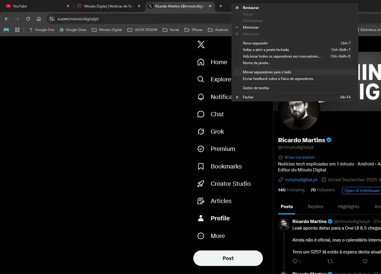 Google Chrome testa separadores verticais e pode acabar com o caos das abas
