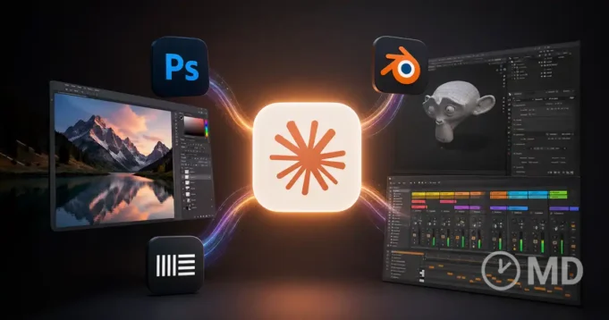 claude-integracao-photoshop-blender-ableton-capa Claude integração apps criativas chega ao Photoshop, Blender e Ableton