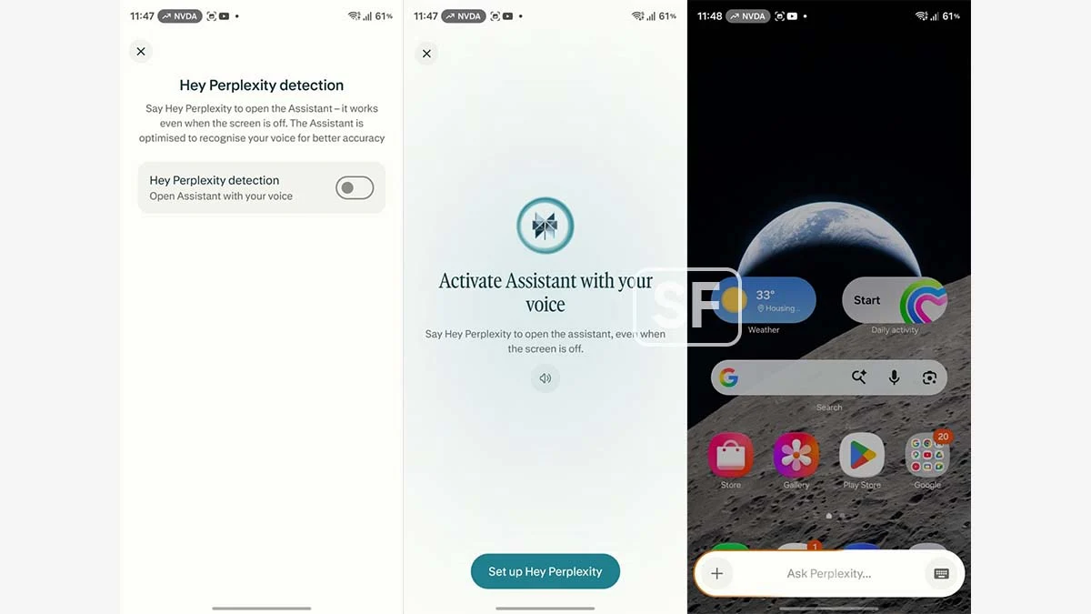 Screenshots do Hey Perplexity no galaxy S26