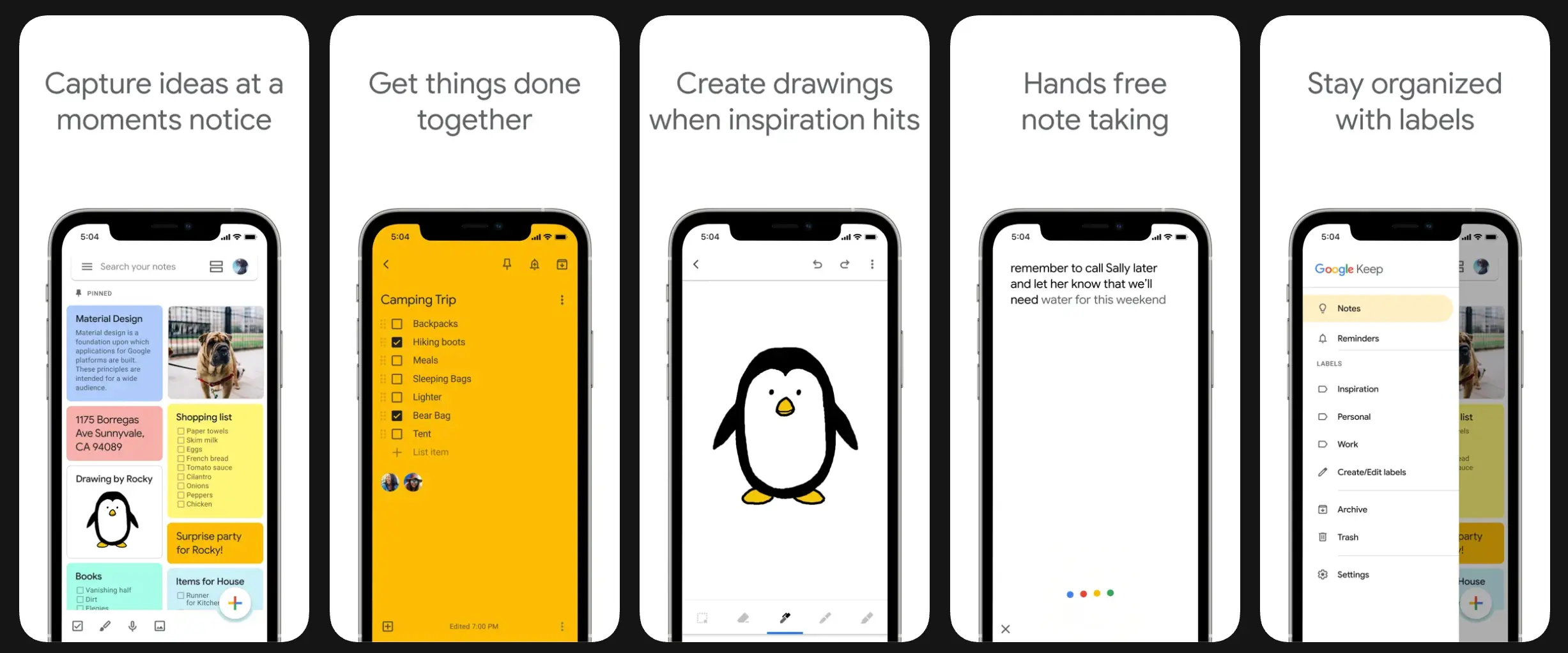 Screenshot Google Keep