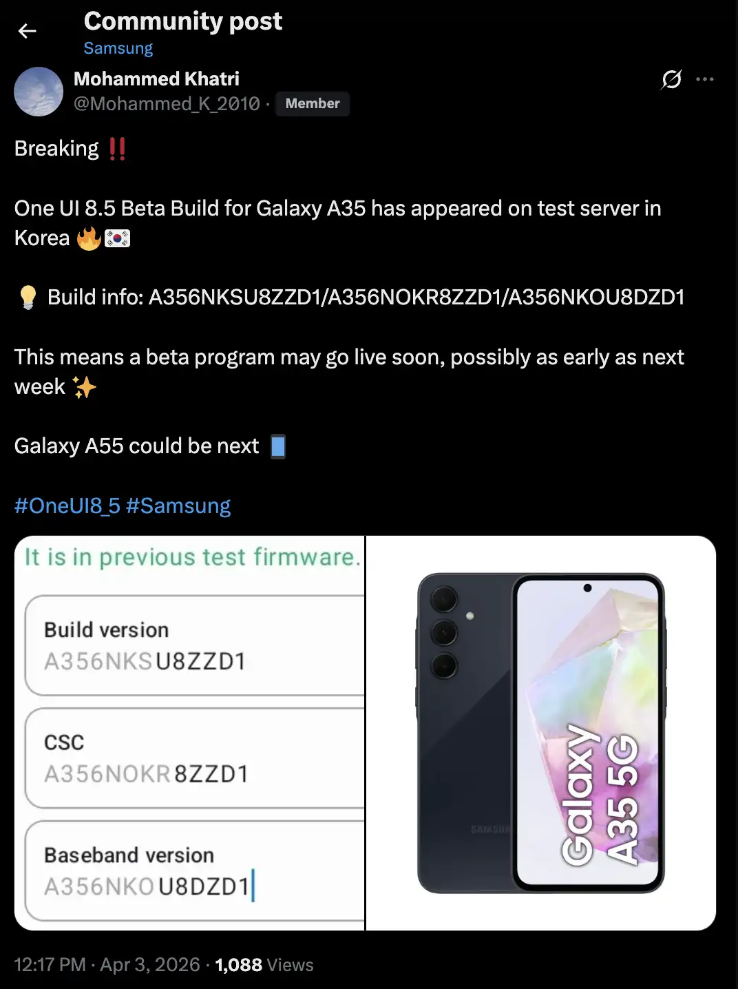 One UI 8.5 já em testes para Galaxy A35, A36, Z Fold 5 e Flip 5