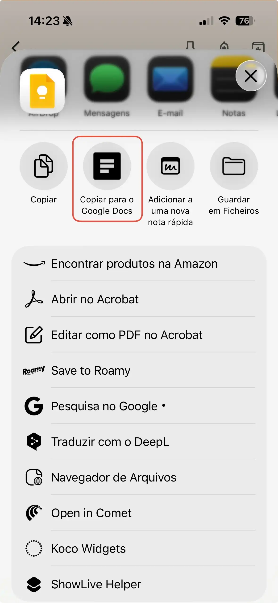 Google Keep exportar Docs 1