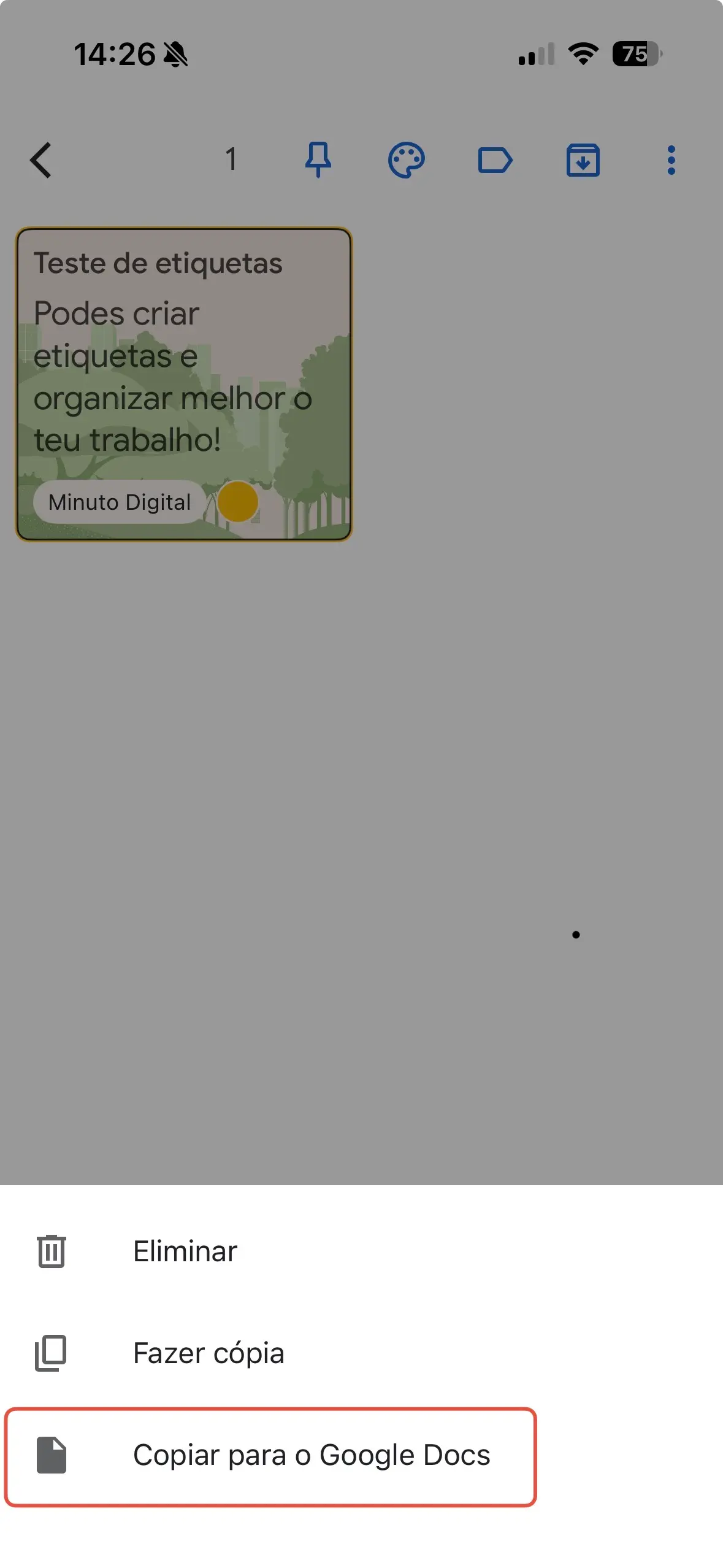 Google Keep exportar Docs 2