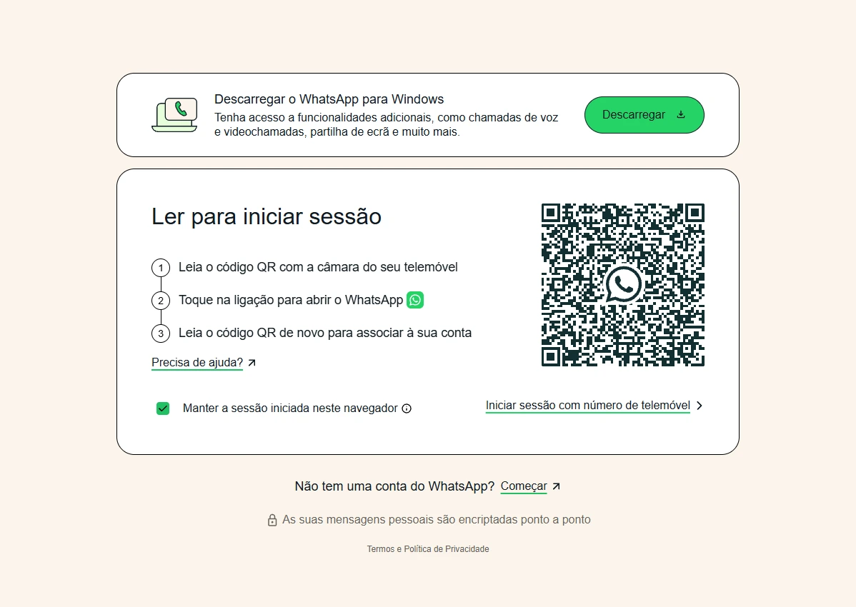 Ecra whatsapp computador QR code