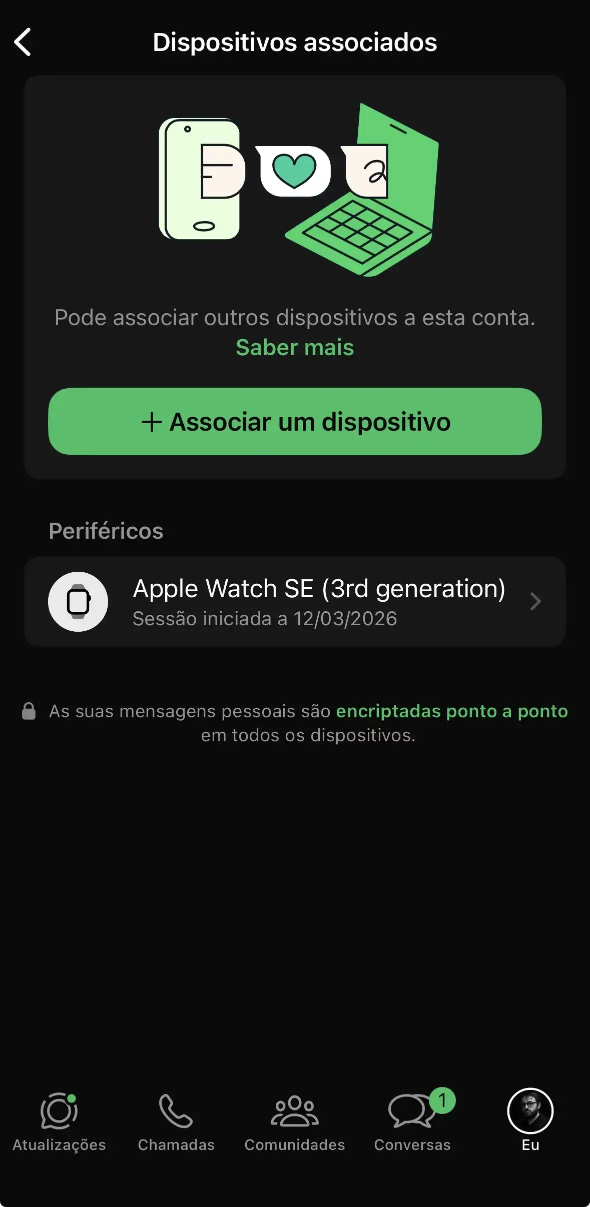 Ecra de Associar um dispositivo