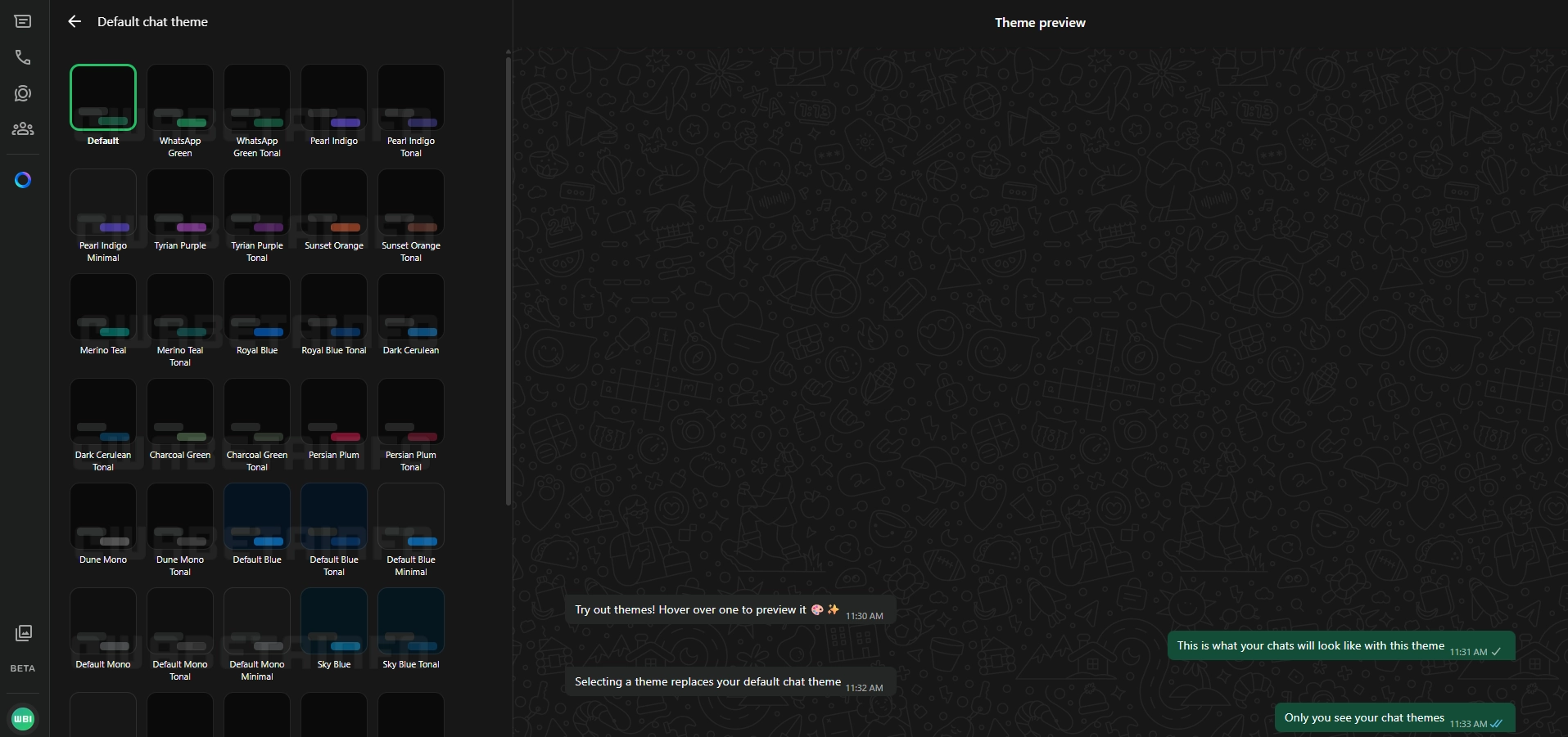 Imagem dos temas whatsapp web
