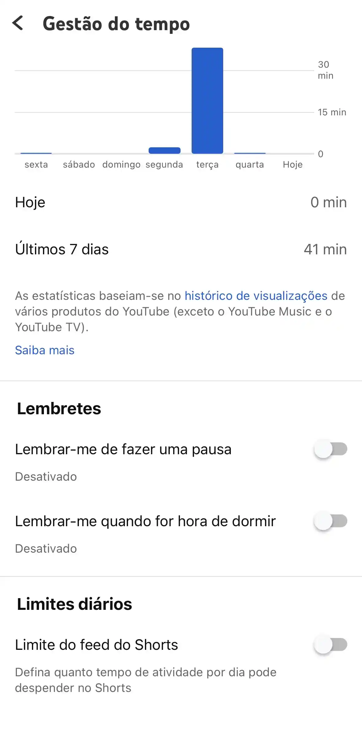 Youtube Shorts Configurações