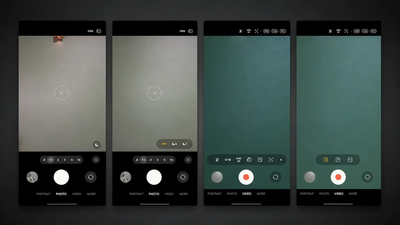 Câmara do One UI 8.5 Galaxy S25 com modo Log