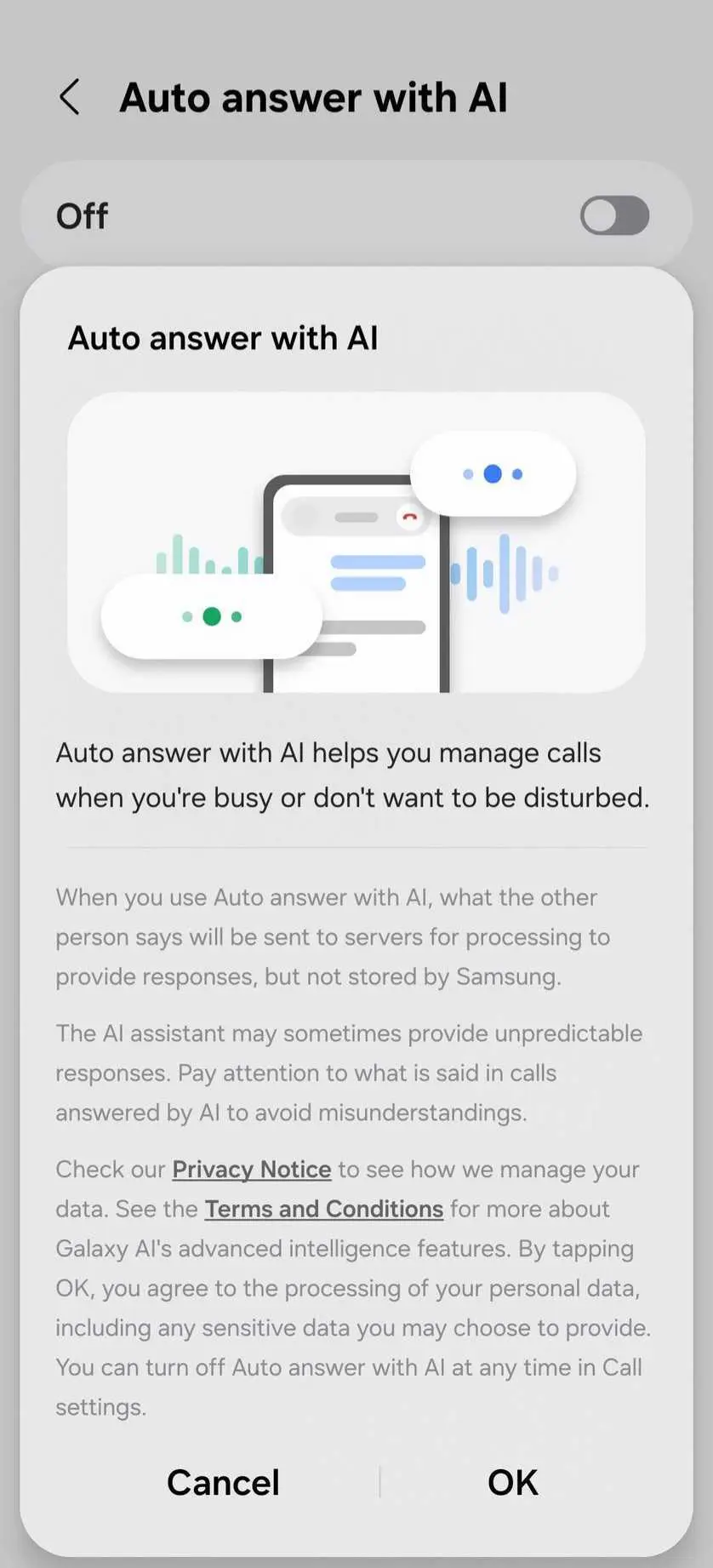 transcricao chamadas one ui 8.5 samsung