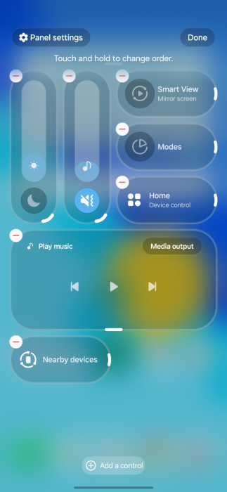 quick panel one ui 8.5 samsung tiles