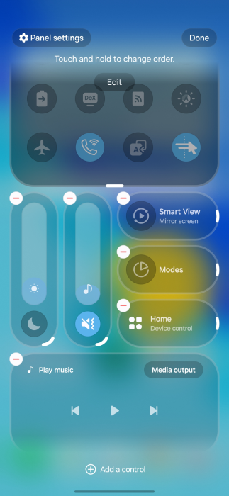 quick panel personalizavel one ui 8.5