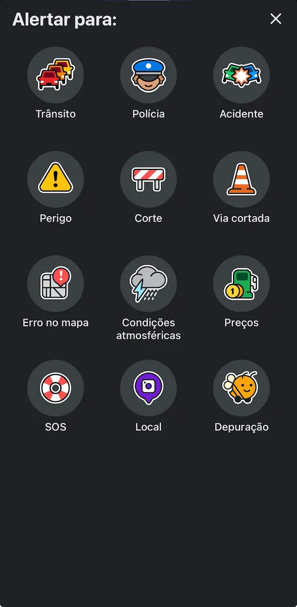 Waze alertas de radares e acidentes