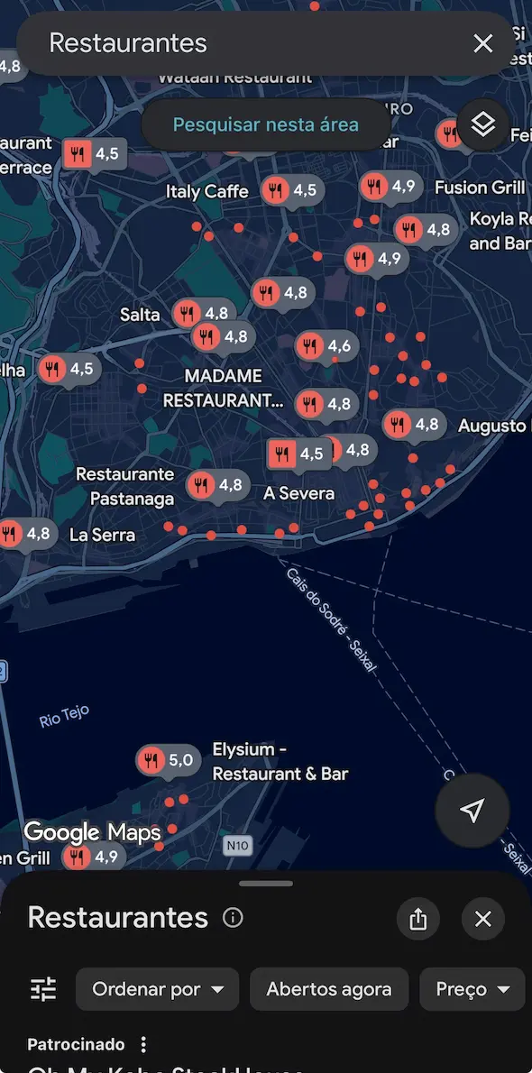 Google Maps pontos de interesse