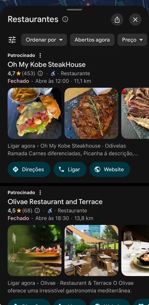 Google Maps exploração de locais