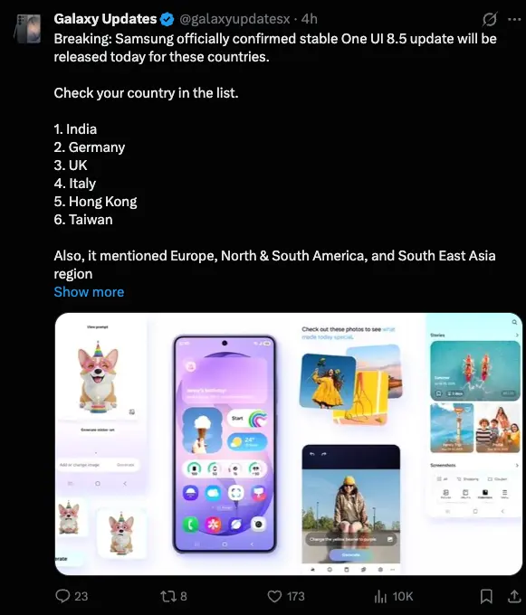 Update S25 One UI 8.5