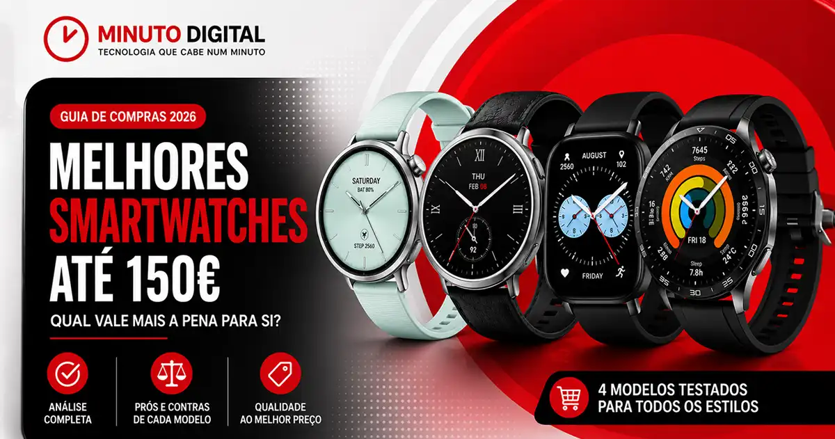 Melhores smartwatches económicos em 2026 (até 150 €) melhores-smartwatches-economicos-2026-capa